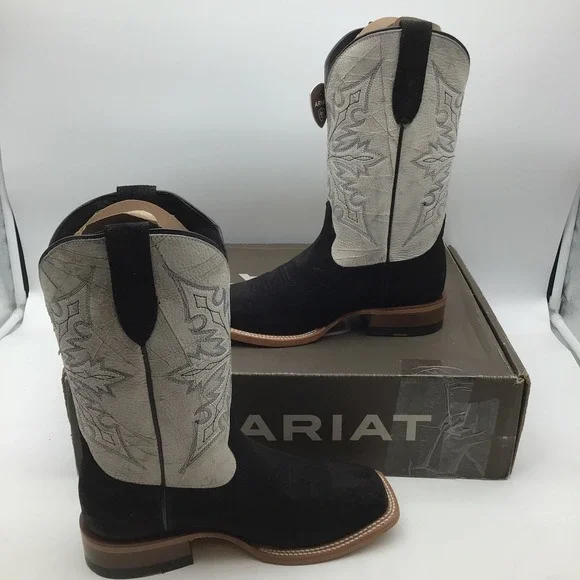 Ariat Mens Circuit Gritty Roughout Shredded White Western Boots Size 7.5 EE NEW